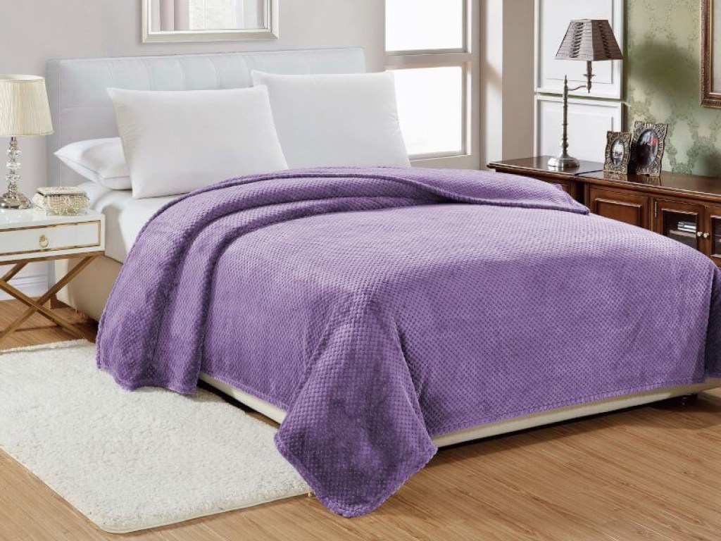 Κουβέρτα Υπέρδιπλη Βελουτέ Μωβ Popcorn Jacquard Flannel Γαρύφαλλο 220x240 | Γαρύφαλλο - Λευκά Είδη